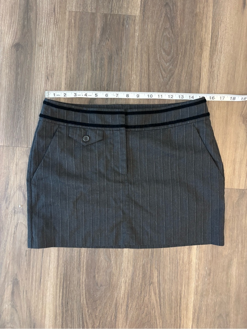 Pinstripe Pencil Skirt in Charcoal Gray